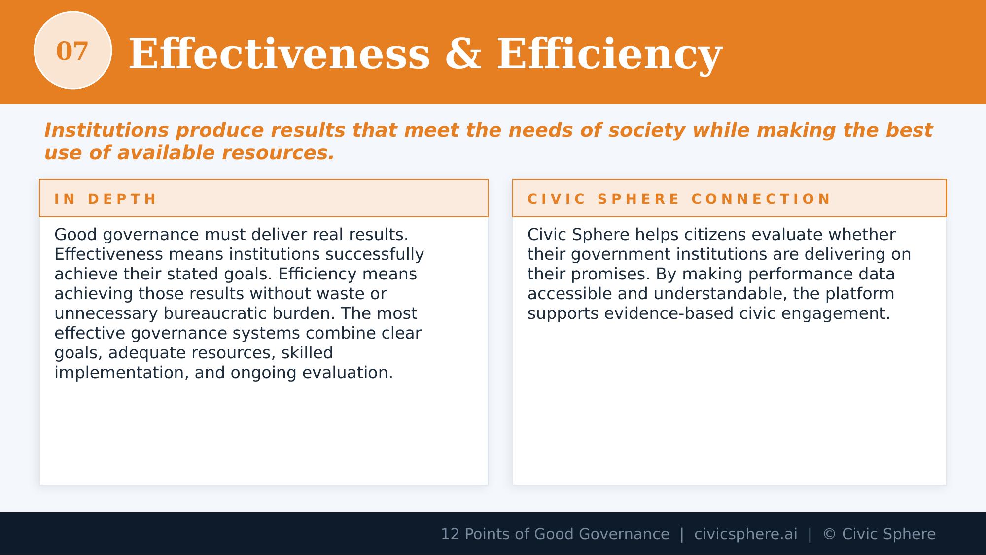 Effectiveness and Efficiency